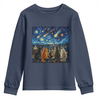 Starry Night Cats Watching Meteors Youth Sweatshirt Astronomy Lover Gift