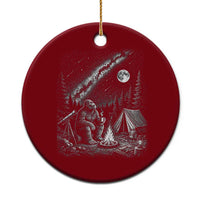 Bigfoot Camping Under Meteor Showers Ceramic Ornament Stargazer Gift
