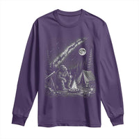Bigfoot Camping Under Meteor Showers Long Sleeve Shirt Stargazer Gift