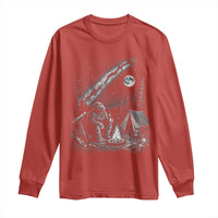 Bigfoot Camping Under Meteor Showers Long Sleeve Shirt Stargazer Gift