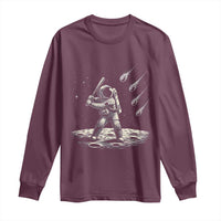 Funny Astronaut Smashing Meteors In Space Long Sleeve Shirt Astronomy Lover Gift
