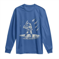 Funny Astronaut Smashing Meteors In Space Long Sleeve Shirt Astronomy Lover Gift