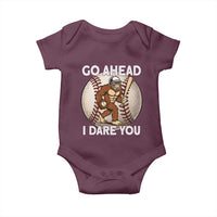 Funny Bigfoot Baseball Catcher Baby Onesie Go Ahead I Dare You Gift - Wonder Print Shop