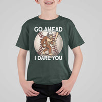 Funny Bigfoot Baseball Catcher T Shirt For Kid Go Ahead I Dare You Gift - Wonder Print Shop
