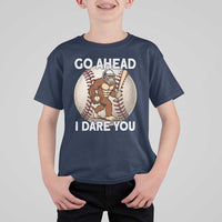 Funny Bigfoot Baseball Catcher T Shirt For Kid Go Ahead I Dare You Gift - Wonder Print Shop