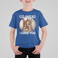 Funny Bigfoot Baseball Catcher T Shirt For Kid Go Ahead I Dare You Gift - Wonder Print Shop