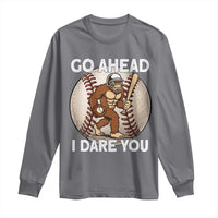 Funny Bigfoot Baseball Catcher Long Sleeve Shirt Go Ahead I Dare You Gift - Wonder Print Shop