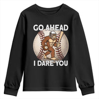 Funny Bigfoot Baseball Catcher Youth Sweatshirt Go Ahead I Dare You Gift - Wonder Print Shop