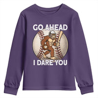 Funny Bigfoot Baseball Catcher Youth Sweatshirt Go Ahead I Dare You Gift - Wonder Print Shop
