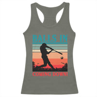 Funny BaseBall Lover Racerback Tank Top Balls In Coming Down - Wonder Print Shop