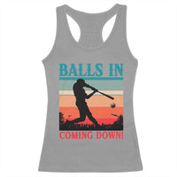 Funny BaseBall Lover Racerback Tank Top Balls In Coming Down - Wonder Print Shop