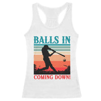 Funny BaseBall Lover Racerback Tank Top Balls In Coming Down - Wonder Print Shop