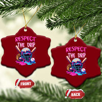Funny Respect The Drip Baseball Mask Ceramic Ornament Sports Lover