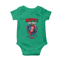 Respect The Drip Baby Onesie Patriotic Baseball USA Sports Lover - Wonder Print Shop