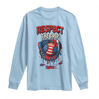 Respect The Drip Long Sleeve Shirt Patriotic Baseball USA Sports Lover - Wonder Print Shop