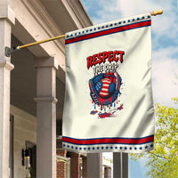 Respect The Drip Garden Flag Patriotic Baseball USA Sports Lover