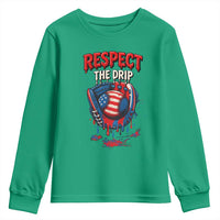 Respect The Drip Youth Sweatshirt Patriotic Baseball USA Sports Lover - Wonder Print Shop