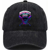 Respect The Drip Washed Cotton Baseball Cap Funny Baseball Catcher Mask Sports Lover