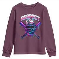 Respect The Drip Youth Sweatshirt Funny Baseball Catcher Mask Sports Lover - Wonder Print Shop