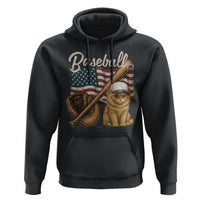 Funny Baseball Cat Lover Hoodie Patriotic USA Sports Lover - Wonder Print Shop