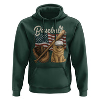 Funny Baseball Cat Lover Hoodie Patriotic USA Sports Lover - Wonder Print Shop