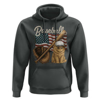 Funny Baseball Cat Lover Hoodie Patriotic USA Sports Lover - Wonder Print Shop