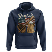 Funny Baseball Cat Lover Hoodie Patriotic USA Sports Lover - Wonder Print Shop
