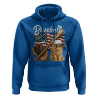 Funny Baseball Cat Lover Hoodie Patriotic USA Sports Lover - Wonder Print Shop
