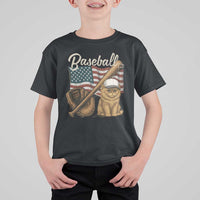 Funny Baseball Cat Lover T Shirt For Kid Patriotic USA Sports Lover - Wonder Print Shop