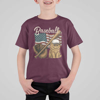 Funny Baseball Cat Lover T Shirt For Kid Patriotic USA Sports Lover - Wonder Print Shop