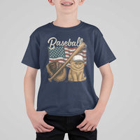 Funny Baseball Cat Lover T Shirt For Kid Patriotic USA Sports Lover - Wonder Print Shop