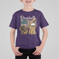 Funny Baseball Cat Lover T Shirt For Kid Patriotic USA Sports Lover - Wonder Print Shop