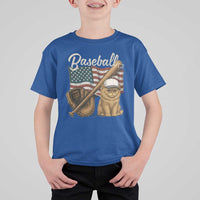 Funny Baseball Cat Lover T Shirt For Kid Patriotic USA Sports Lover - Wonder Print Shop