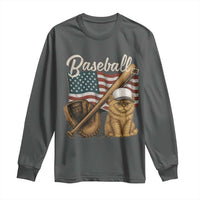 Funny Baseball Cat Lover Long Sleeve Shirt Patriotic USA Sports Lover - Wonder Print Shop