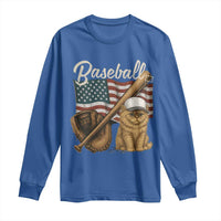Funny Baseball Cat Lover Long Sleeve Shirt Patriotic USA Sports Lover - Wonder Print Shop