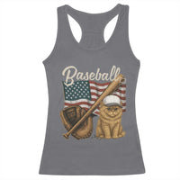 Funny Baseball Cat Lover Racerback Tank Top Patriotic USA Sports Lover - Wonder Print Shop