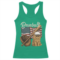 Funny Baseball Cat Lover Racerback Tank Top Patriotic USA Sports Lover - Wonder Print Shop