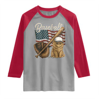 Funny Baseball Cat Lover Raglan Shirt Patriotic USA Sports Lover - Wonder Print Shop