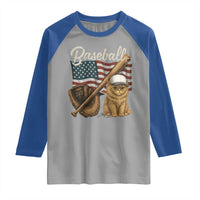 Funny Baseball Cat Lover Raglan Shirt Patriotic USA Sports Lover - Wonder Print Shop