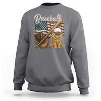 Funny Baseball Cat Lover Sweatshirt Patriotic USA Sports Lover - Wonder Print Shop