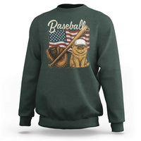 Funny Baseball Cat Lover Sweatshirt Patriotic USA Sports Lover - Wonder Print Shop