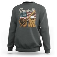 Funny Baseball Cat Lover Sweatshirt Patriotic USA Sports Lover - Wonder Print Shop