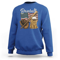 Funny Baseball Cat Lover Sweatshirt Patriotic USA Sports Lover - Wonder Print Shop