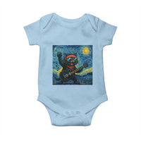 Funny Rock And Roll Baby Onesie Cat Playing Guitar Starry Night Music Lover - Wonder Print Shop