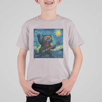Funny Rock And Roll T Shirt For Kid Cat Playing Guitar Starry Night Music Lover - Wonder Print Shop