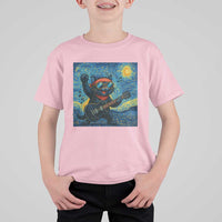 Funny Rock And Roll T Shirt For Kid Cat Playing Guitar Starry Night Music Lover - Wonder Print Shop