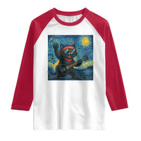 Funny Rock And Roll Raglan Shirt Cat Playing Guitar Starry Night Music Lover - Wonder Print Shop