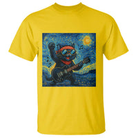 Funny Rock And Roll T Shirt Cat Playing Guitar Starry Night Music Lover - Wonder Print Shop
