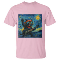 Funny Rock And Roll T Shirt Cat Playing Guitar Starry Night Music Lover - Wonder Print Shop