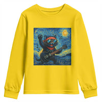 Funny Rock And Roll Youth Sweatshirt Cat Playing Guitar Starry Night Music Lover - Wonder Print Shop